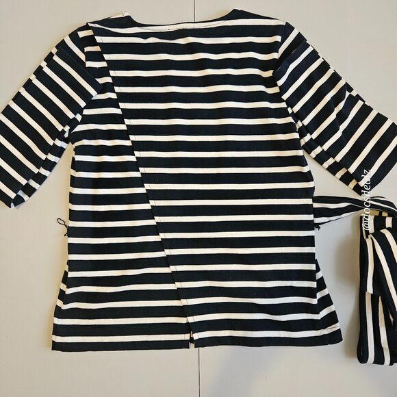 J. Crew Wrap Blouse Navy & White Striped  Size Small - Picture 6 of 9